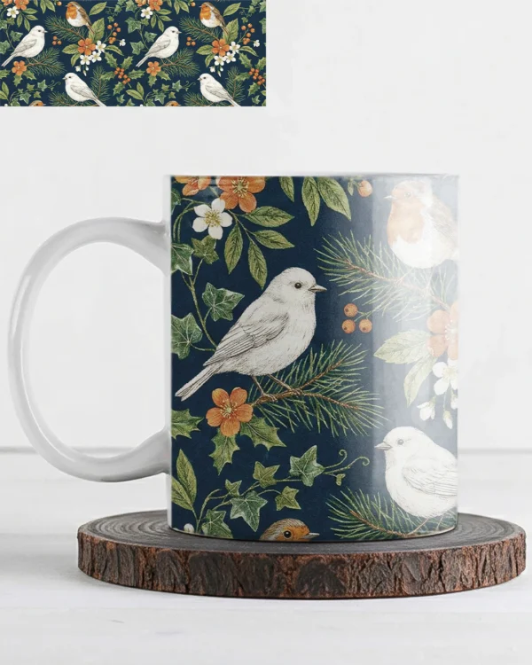 Taza Decorativa 11oz - Aves Botánicas